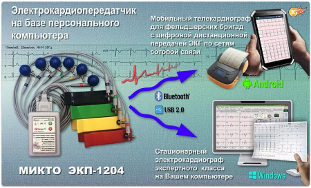 Компьютерный электрокардиопередатчик МИКТО-ЭКП-1204